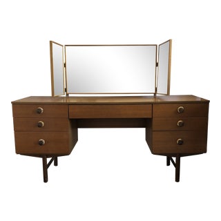 Vintage Avalon Midcentury Modern Vanity With Tri-Mirror For Sale