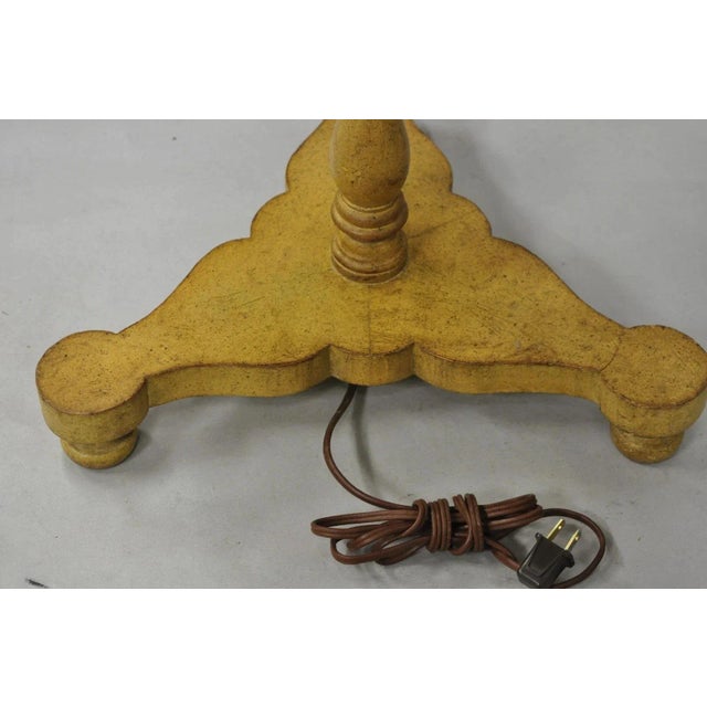 Vintage French Country Carved Wood Candlestick Tea Table Pedestal Floor Lamp For Sale - Image 10 of 12