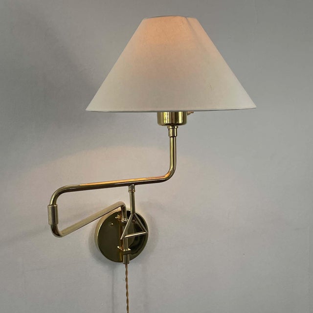Metal Articulating Brass Wall Light, 1950s For Sale - Image 7 of 16