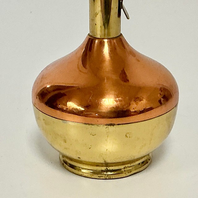 Rustic Mid-Century Boho Chic Arts & Crafts Copper & Brass Bud Vase For Sale - Image 3 of 9