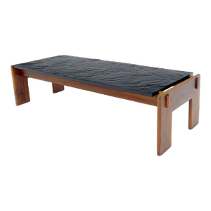 Adrian Pearsall Solid Walnut Slate Like Top 5' Long Rectangle Coffee Table