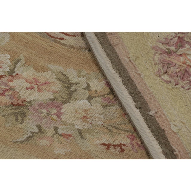 Rug & Kilim’s Aubusson Style Rug in Light Gold and Cream With Floral Medallion For Sale - Image 9 of 9
