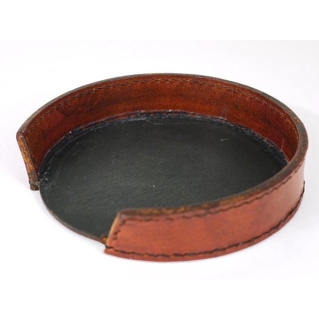 Mid-Century Brown Tan Leather Note Dispenser Holder attributed to Carl Auböck, Austria, 1950s For Sale - Image 18 of 18