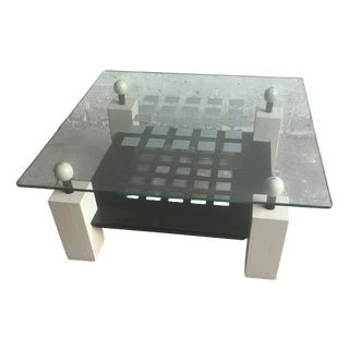 Glass Coffee Table, 1980s For Sale