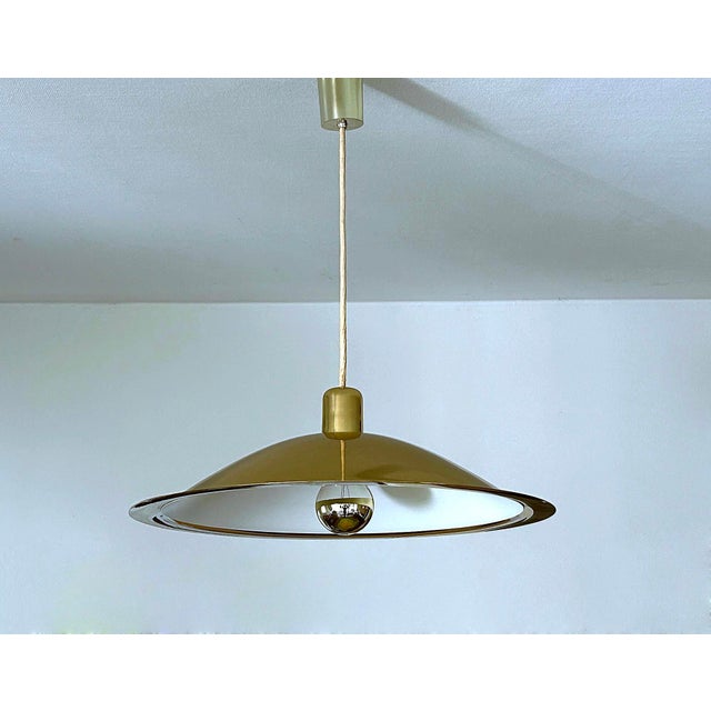Metal Large Scandinavian Pendant Light in Brass For Sale - Image 7 of 18