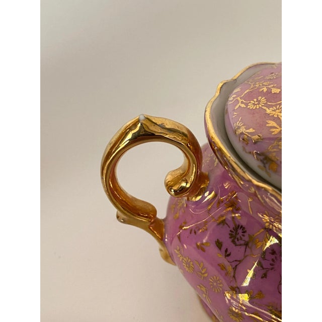 1950s German Pink and Color Porcelain Coffee Tea Service, Germany, 1950s For Sale - Image 5 of 12