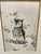 A charming vintage Japanese owl wood block print depicting a wide-eyed owl perched on a flowering branch, rendered in a...