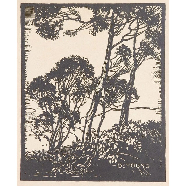 Vintage Harry Anthony DeYoung Spanish Oaks Block Print For Sale - Image 4 of 4