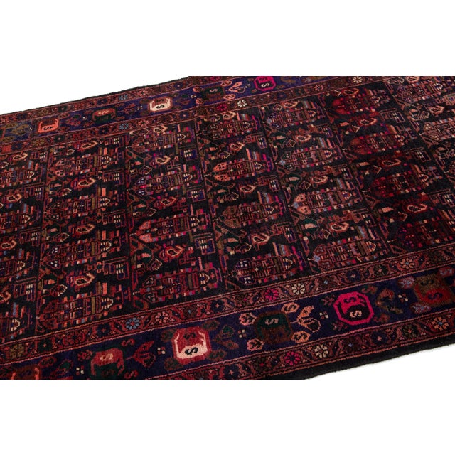 1950s 1950s Hamadan Hand-Knotted Wool Rug Vintage Persian With Allover Motif For Sale - Image 5 of 7
