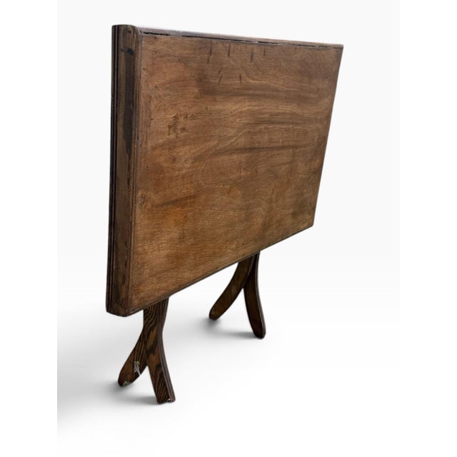 1950s Mid-Century Vintage Wood Folding Occasional Table in Coffee Walnut Refinished For Sale - Image 5 of 8