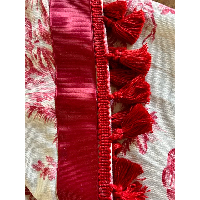 Farmhouse French Toile De Jouy Pattern Curtain Panels, Pair For Sale - Image 3 of 7