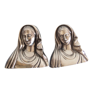Pair of Silver Plated Madonna Bookends