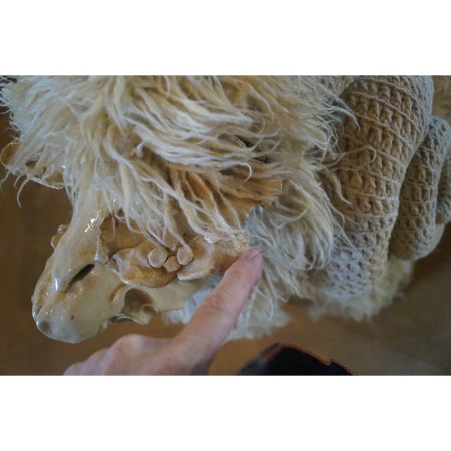 Textile 1970s Edna Cataldo Big Horn Ram Sculptural Bench For Sale - Image 7 of 14