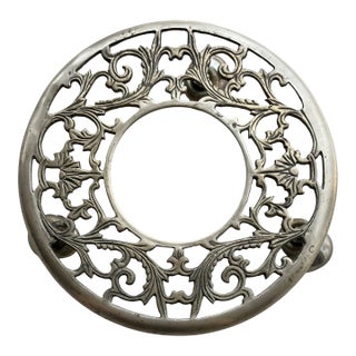 Circa 1970 Cast Brass Leaf & Vine “Filigree” Design Rolling Plant Caddy For Sale