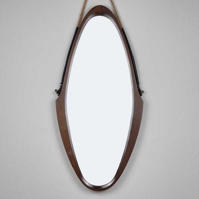 Mid-Century Modern Mid-Century Wall Mirror in Teak, Italy, 1960s For Sale - Image 3 of 18
