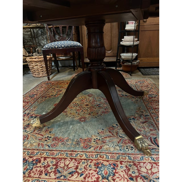 Wood Early 20th Century Mahogany Regency 78" Round Dining Table For Sale - Image 7 of 10