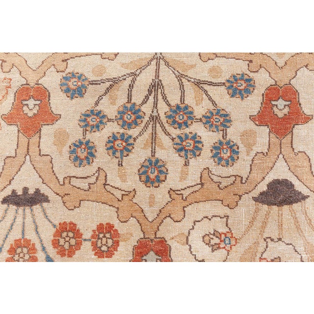 Textile Antique Persian Tabriz Beige Handmade Wool Rug For Sale - Image 7 of 7