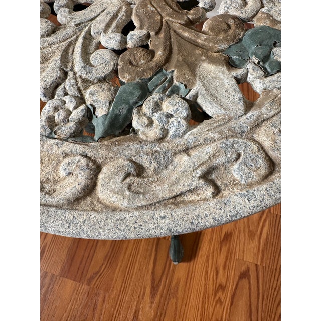 Vintage French Bistro Cast Iron Accent Side Table For Sale - Image 11 of 11