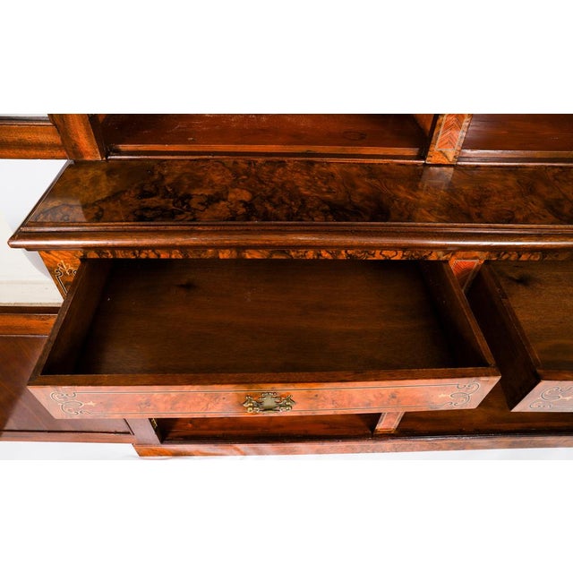 Antique Victorian Burr Walnut and Inlaid Bookcase, 1800s For Sale - Image 16 of 18