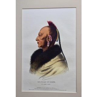 Le at Du Chene, Osage Chief: An Original 19th C. Hand-Colored Folio-Sized McKenney & Hall Lithograph For Sale