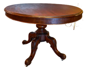 Vintage Oval Wood Pedestal Table