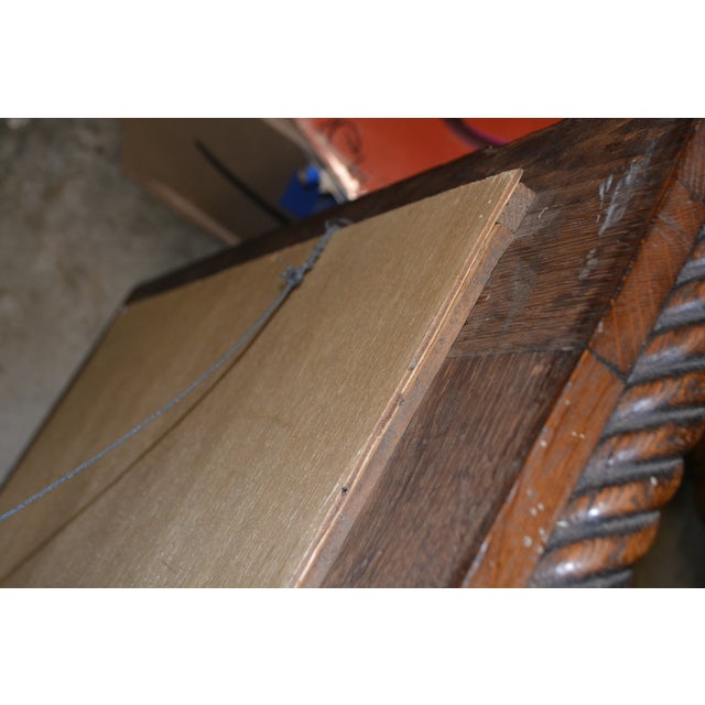 Auburn Vintage Wood Rectangle Mantel / Wall Mirror W/ Lattice Look & Rope Twist Frame For Sale - Image 8 of 12