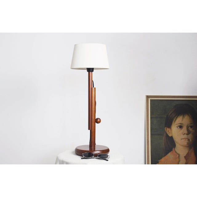 Mid-Century Modern Scandinavian Teak Adjustable Table Lamps, 2000s, Set of 2 For Sale - Image 3 of 11