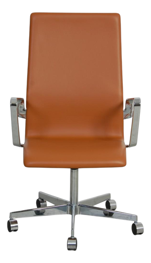 Office Chair in Whisky Classic Leather by Arne Jacobsen