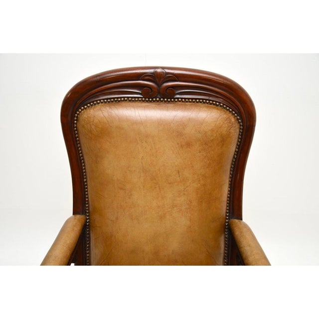 Antique Victorian Carved Leather Chair, 1850 For Sale - Image 6 of 13
