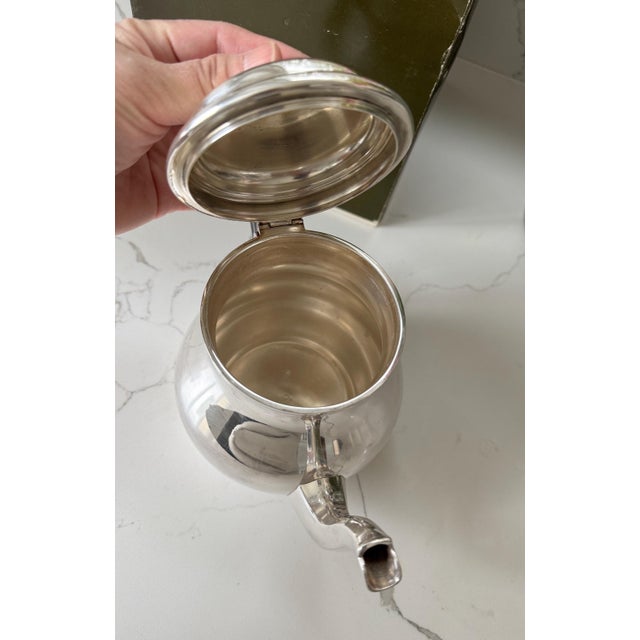 Metal Mid 20th Century Christofle France Bagatelle Silverplate Teapot With Ebony Wooden Handle 6.25x8.5" For Sale - Image 7 of 11