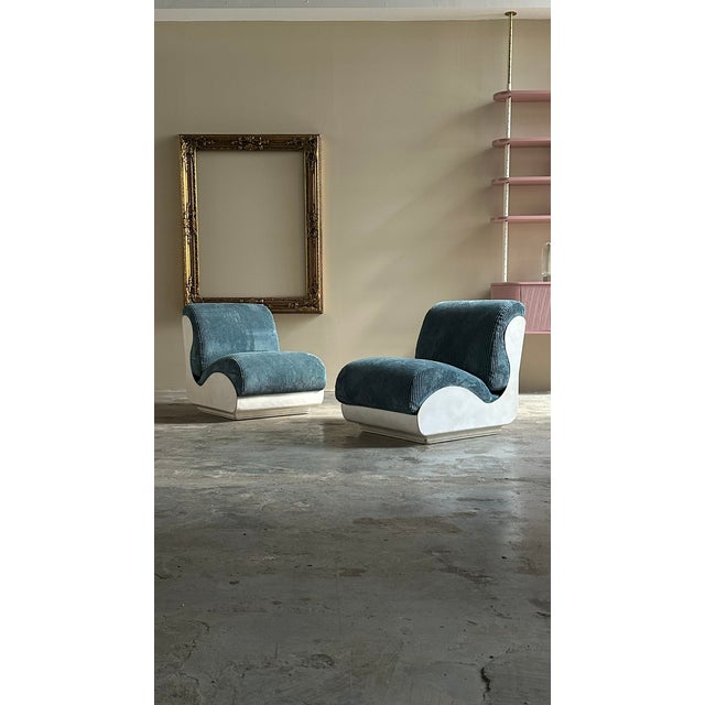 Textile Set of Lounge Chairs with Fiberglass and Fabric For Sale - Image 7 of 7