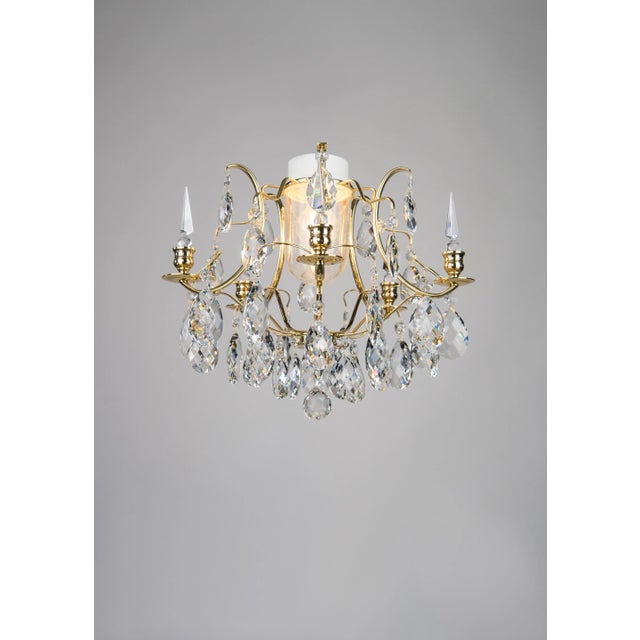 Not Yet Made - Made To Order Brass Bathroom Chandelier With Almond Crystals and Obelisques For Sale - Image 5 of 6