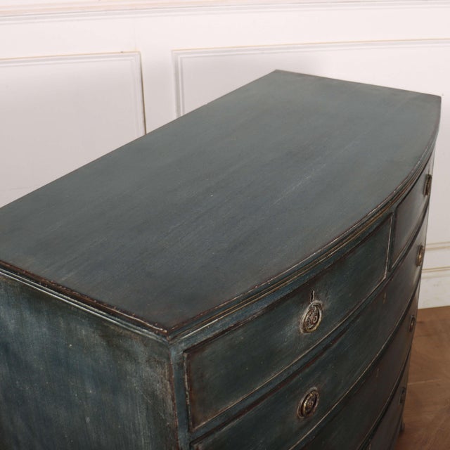 English Painted Bow Front Chest of Drawers For Sale - Image 10 of 11