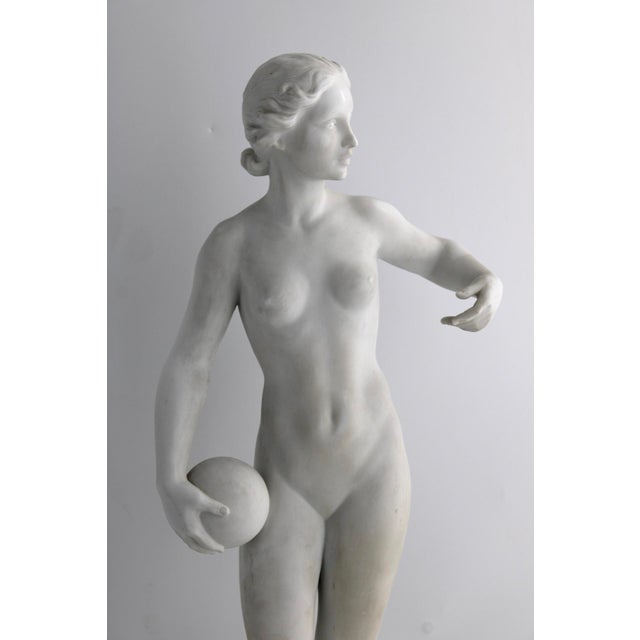 Vintage ROSENTHAL Germany Large Nude Female Athlete Sculpture by Max Hermann Fritz, c1930 (22.5” Tall x 8” Wide x 5” Deep)...