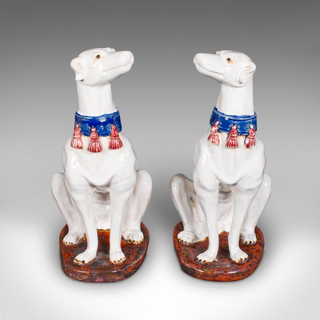 Italian Pair of Vintage Greyhound Figures, Italian, Dog Statue, Bookends, Mid Century For Sale - Image 3 of 12