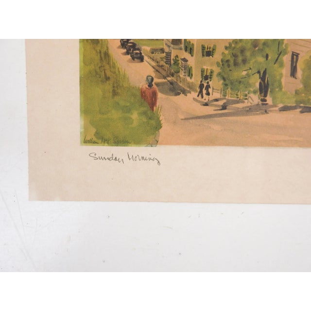 Mid-Century Modern Mid 20th Century 1950's Neighborhood Street Scene Print For Sale - Image 3 of 4