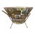 Vintage Mid-Century Modern serving bowl featuring a clear, flared glass vessel decorated with repeating geometric square...