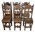 Antique Spanish Colonial Revival Dining Chairs, Set of 6, Hand-Carved Walnut Style Ladderback Chairs For Sale