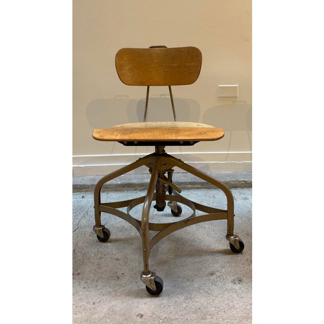 1940s Vintage Toledo Furniture Co. Adjustable Drafting Chairs For Sale - Image 5 of 5