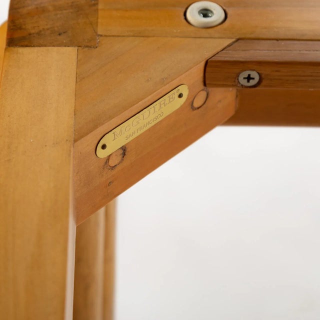 Wood 1970s McGuire Bamboo and Rattan Flip-Top Games Table With Extension Leaves and Four Dining Chairs For Sale - Image 7 of 12