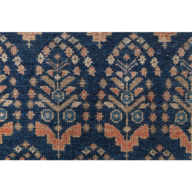 Blue Antique Persian Malayer Orange Handwoven Wool Rug For Sale - Image 8 of 9