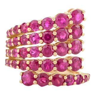 5.1 Carat Mozambique Ruby Cocktail Ring in 18k Yellow Gold Size 7 For Sale