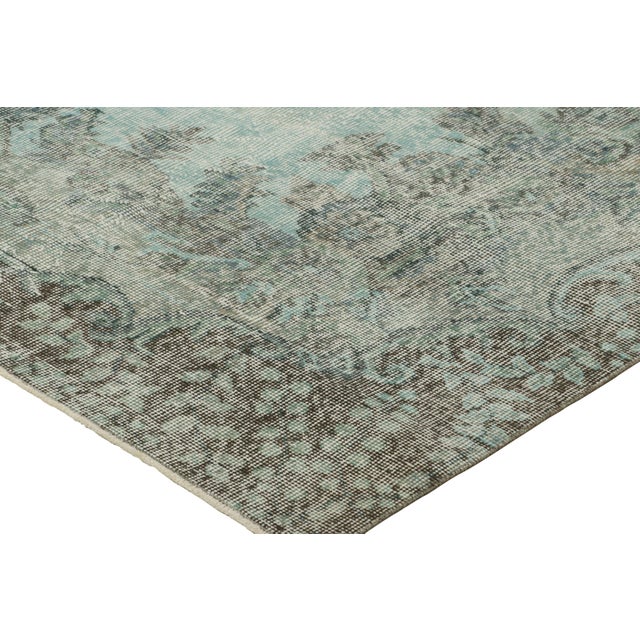 Vintage Zeki Müren Rug in Blue and Green With Floral Medallion | Rug & Kilim For Sale In New York - Image 6 of 7