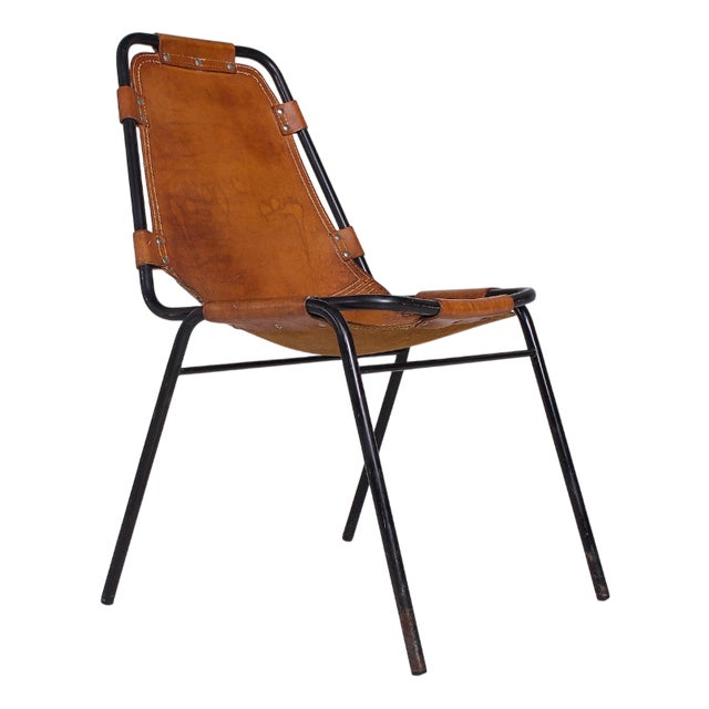Leather Chair by Charlotte Perriand for Les Arcs, 1970s For Sale