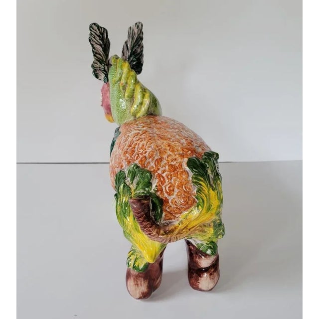 1980s 20th C Italian Majolica Vegetable Cabbage Donkey Burro Statue For Sale - Image 5 of 10