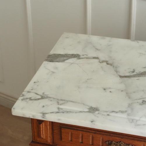 Gründerzeit Chest of Drawers with White Marble, 1890 For Sale - Image 4 of 15