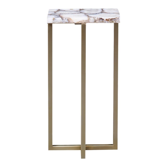 Jasmine Agate Stone Top Accent Table For Sale