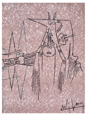Wifredo Lam, Geneva, 1963, Double-Sided Lithograph