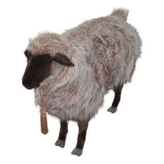 Vintage Life-Sized Stuffed Sheep Ottoman For Sale