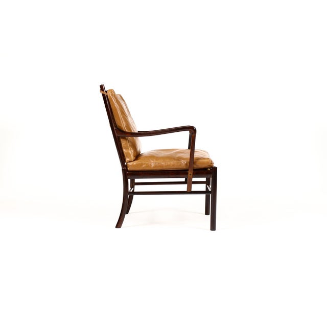 1960s 1960s Danish Modern / Mid Century Rosewood Colonial Armchair – Ole Wanscher for Poul Jeppesen – Cognac Leather For Sale - Image 5 of 16
